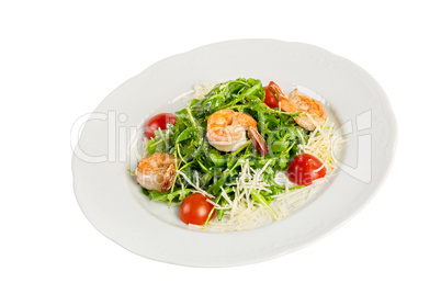 Salad from eruca and shrimps