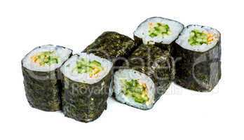 Sushi Roll (Kappa maki roll) on a white background