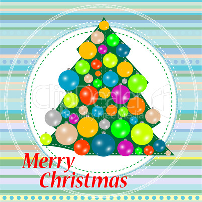 Christmas or new year tree with balls on abstract background