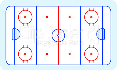 stylized ice hockey ground with all lines on white background