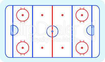 stylized ice hockey ground with all lines on white background