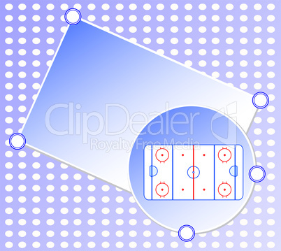 ice hockey field on blue greetings card - sports background