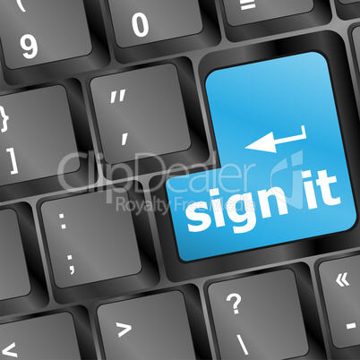 sign it or login concept with key on computer keyboard