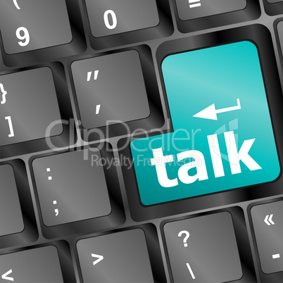 talk word with icon on blue keyboard button