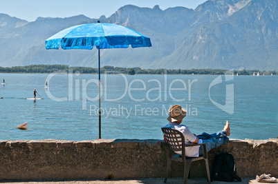 Man looking at the lake