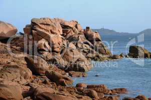 Brittany, pink granit rocks in Ploumanac h