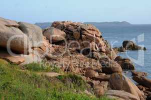 Brittany, pink granit rocks in Ploumanac h