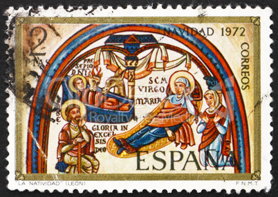 Postage stamp Spain 1972 Annunciation, Romanesque Mural, Christm