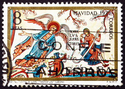 Postage stamp Spain 1972 Angel and Shepherds, Romanesque Mural,