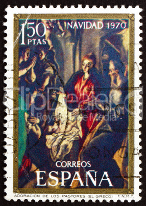 Postage stamp Spain 1970 Adoration of the Shepherds, El Greco