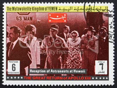 Postage stamp Yemen 1969 Reception of Astronauts, Apollo XIII