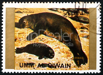 Postage stamp Umm al-Quwain 1972 Seal, Animal