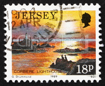 Postage stamp Guernsey 1989 Corbiere Lighthouse, Scenic View