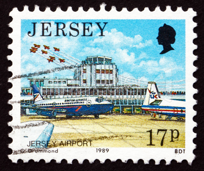 Postage stamp Guernsey 1989 Jersey Airport