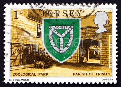 Postage stamp Guernsey 1976 Arms of Trinity and Zoo