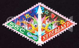 Postage stamp Netherlands 1989 Fireworks, Christmas