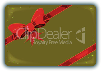 Silk Ribbon on a Gold Christmas Card