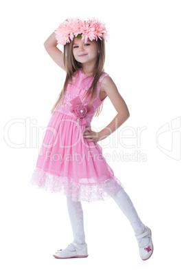 Smiling little girl in pink dress