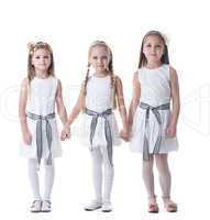 Little girls in white dresses