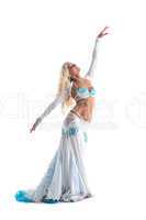 blond woman dance in white oriental costume