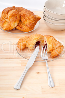 croissant French brioche filled with berries jam