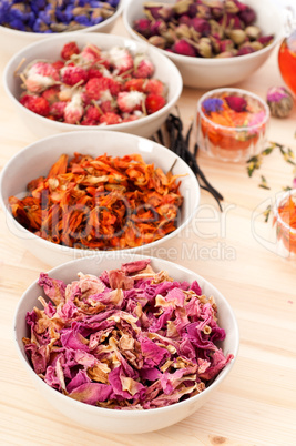 Herbal natural floral tea infusion with dry flowers