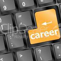 yellow career button on the keyboard - business concept