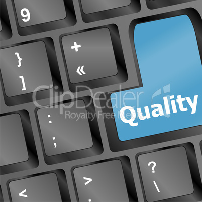 quality button on computer keyboard showing business concept