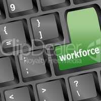 Workforce keys on keyboard - business concept