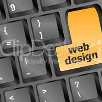 Web design text on a button keyboard