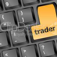 Trader keyboard representing market strategy - business concept
