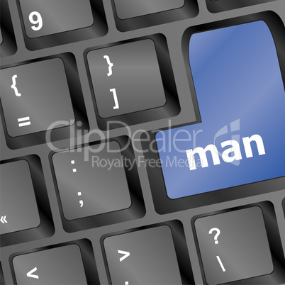 man words on computer pc keys