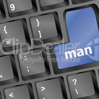 man words on computer pc keys