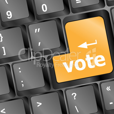 Computer keyboard with vote key, business concept