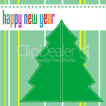 Merry christmas and happy new year tree on green background