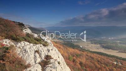 Timelapse sunset in the mountains. Cave city Eski-Kermen, Crimea, Ukraine VI-XIV centuries