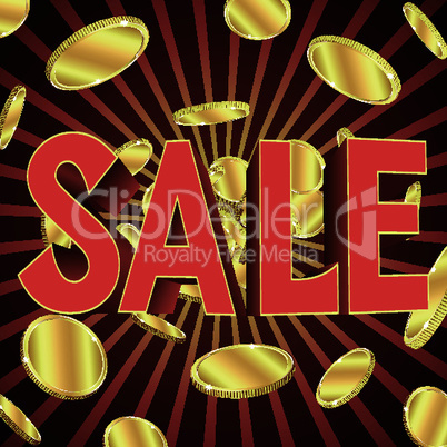 Sale poster with gold coins