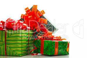 Green boxes with presents