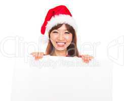 Asian Christmas woman over billboard sign