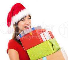 Asian Christmas woman holding gifts