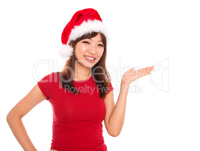 Asian Christmas woman presenting