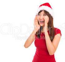 Asian Santa woman shouting