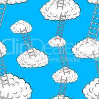 Clouds with stairs, seamless wallpaper