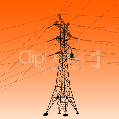 Silhouette of high voltage power lines.