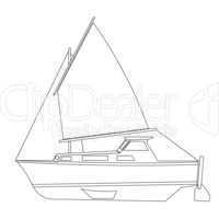 Sailing boat floating. Vector illustration.