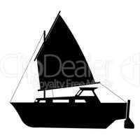 Sailing boat floating. Vector illustration.