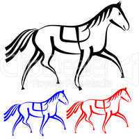 set  horses outlines. vector collection