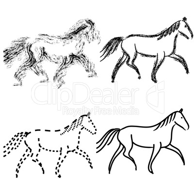 set  horses outlines. vector collection