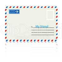 White  envelope with stamp.