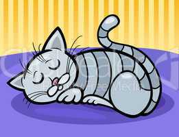 sleeping cat cartoon illustration